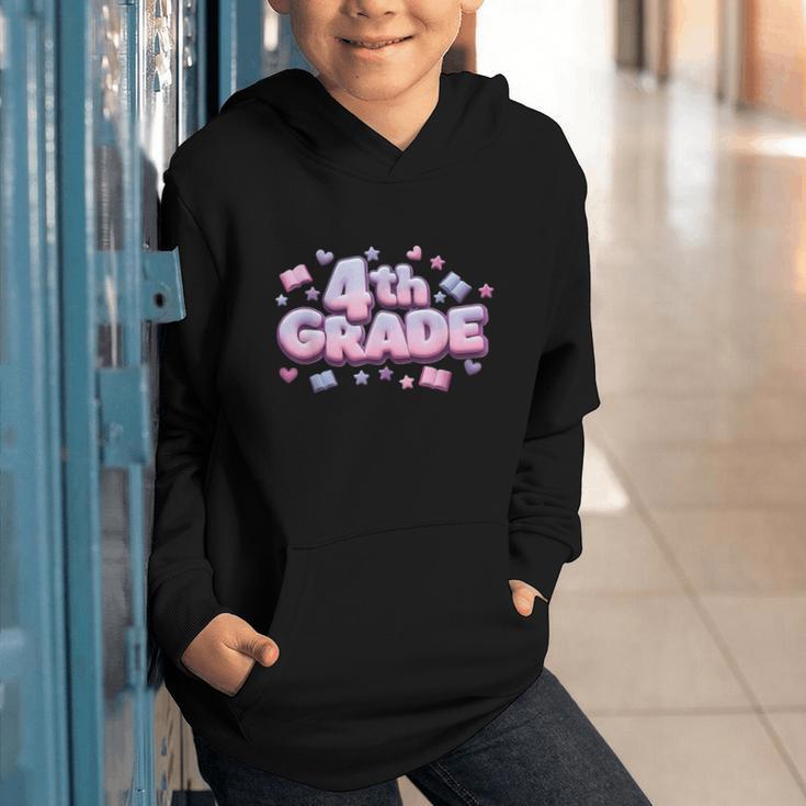 First Day Of 4th Grade Girls Coquette Bow Back To School Graphic Youth Hoodie First Day Of 4th Grade Girls Coquette Bow Back To School Graphic Youth Hoodie
