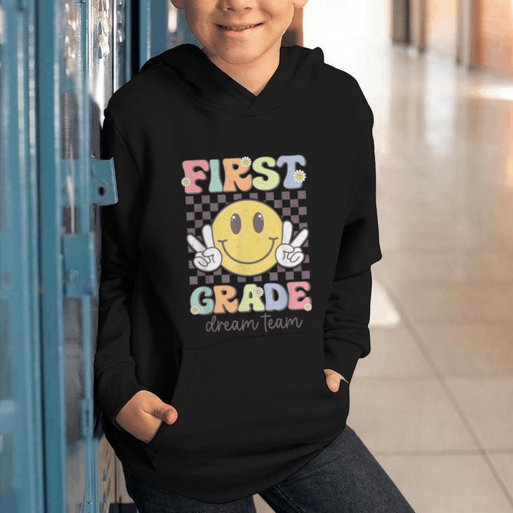 First Grade Dream Team Smile Face Back To School 1st Grade Graphic Youth Hoodie