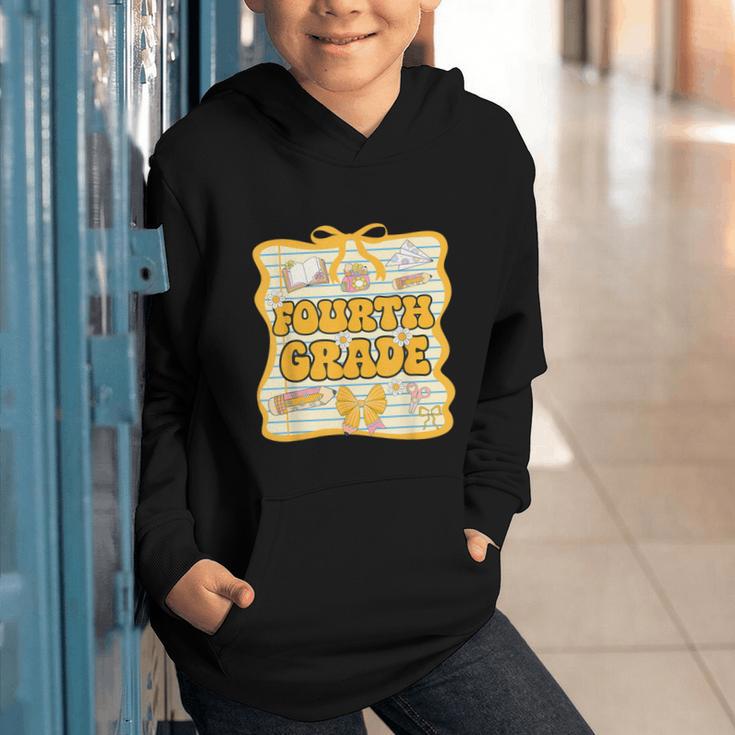 Fourth Grade Back To School Kids Girls Bow 4th Grade Groovy Graphic Youth Hoodie Fourth Grade Back To School Kids Girls Bow 4th Grade Groovy Graphic Youth Hoodie