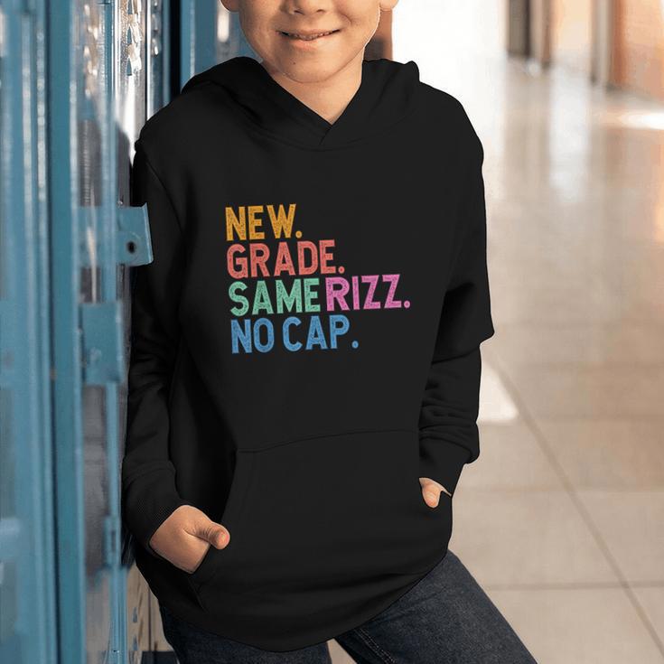 Gen Z Back To School New Grade Same Rizz No Cap Graphic Youth Hoodie Gen Z Back To School New Grade Same Rizz No Cap Graphic Youth Hoodie