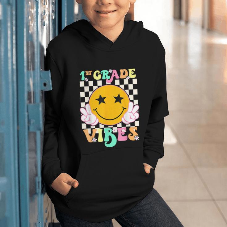 Girls 1st Grade Vibes Smile Face Back To School 1st Grade Graphic Youth Hoodie Girls 1st Grade Vibes Smile Face Back To School 1st Grade Graphic Youth Hoodie