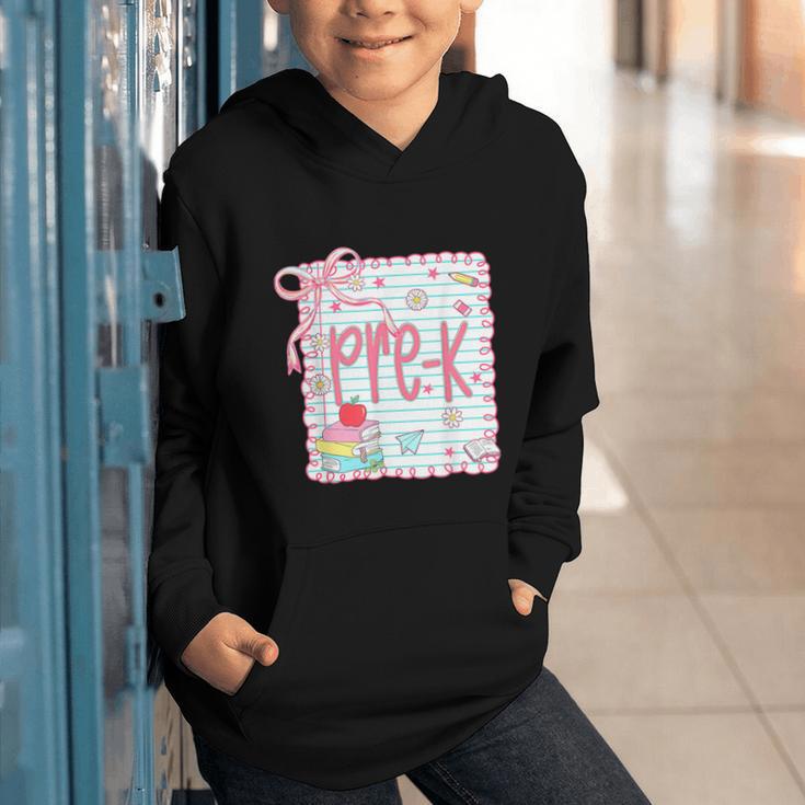 Girls Pre-K Coquette Bow Pink Preppy Back To School Graphic Youth Hoodie Girls Pre-K Coquette Bow Pink Preppy Back To School Graphic Youth Hoodie