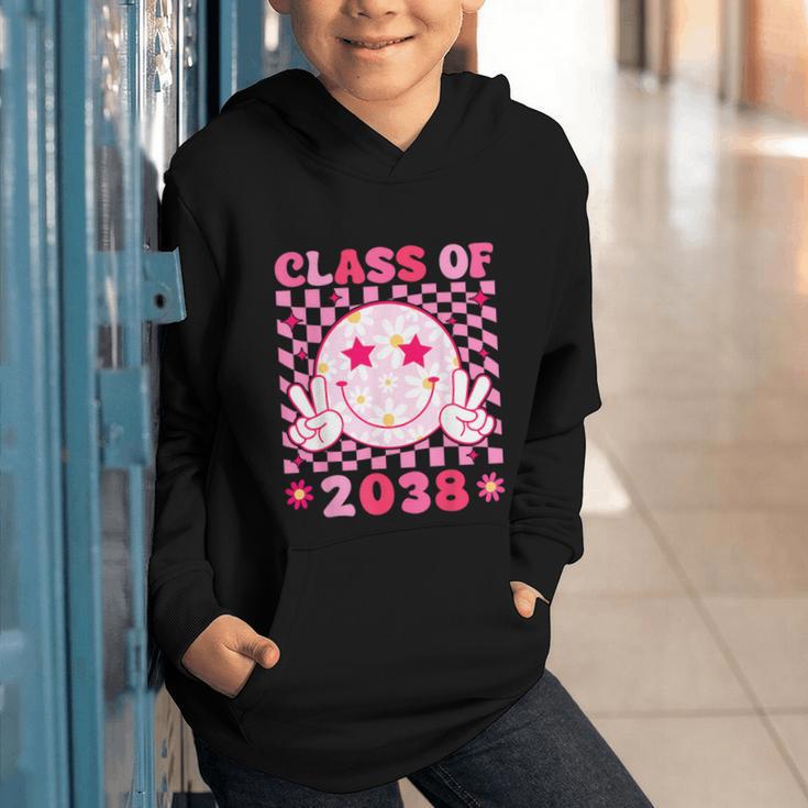 Groovy Class Of 2038 Grow With Me Smile Face Back To School Graphic Youth Hoodie