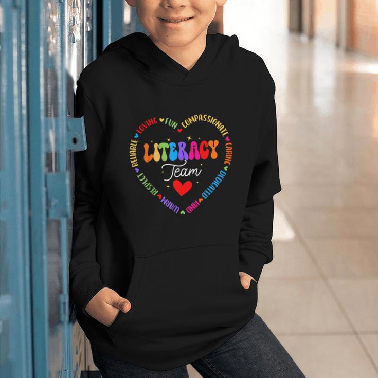 Groovy Literacy Team Reading Appreciation Back To School Graphic Youth Hoodie Groovy Literacy Team Reading Appreciation Back To School Graphic Youth Hoodie
