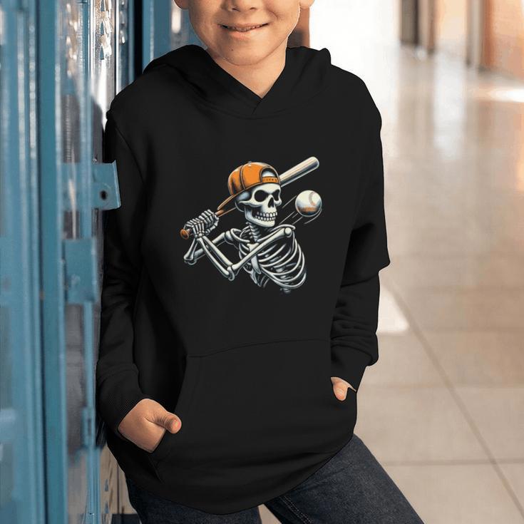 Halloween Boys Batting Skeleton Baseball Graphic Youth Hoodie Halloween Boys Batting Skeleton Baseball Graphic Youth Hoodie