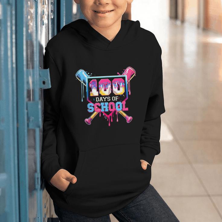 Happy 100 Days Of School Baseball Drip Theme Party 100th Day Graphic Youth Hoodie Happy 100 Days Of School Baseball Drip Theme Party 100th Day Graphic Youth Hoodie