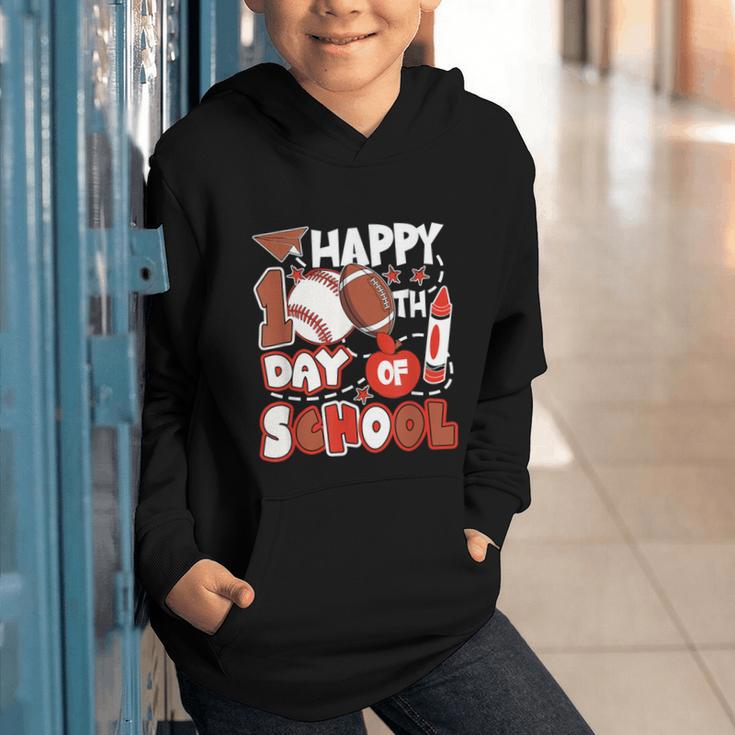 Happy 100 Days Of School Baseball Football PE Teacher Graphic Youth Hoodie Happy 100 Days Of School Baseball Football PE Teacher Graphic Youth Hoodie