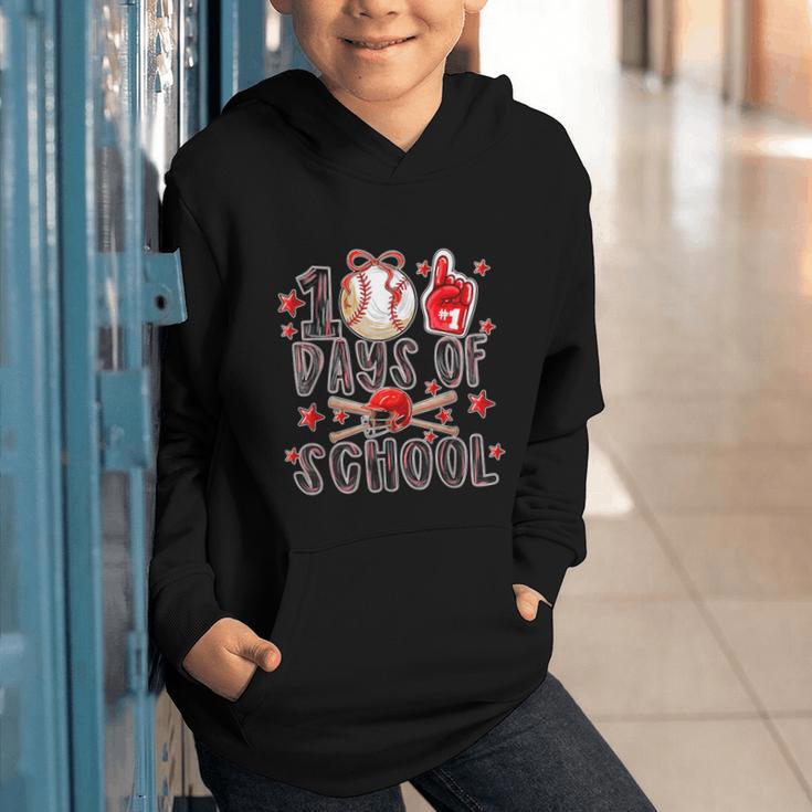 Happy 100 Days Of School Baseball Girls Coquette Bow Teacher Graphic Youth Hoodie Happy 100 Days Of School Baseball Girls Coquette Bow Teacher Graphic Youth Hoodie