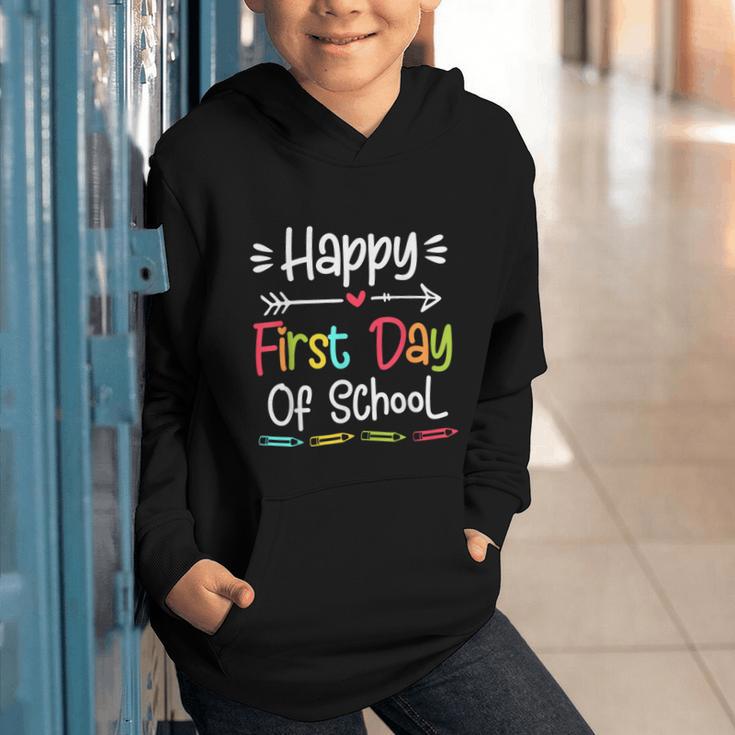 Happy First Day Of School Back To School Kids Students Graphic Youth Hoodie Happy First Day Of School Back To School Kids Students Graphic Youth Hoodie
