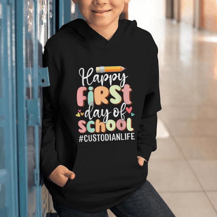 Happy First Day Of School Custodian Life Back To School Graphic Youth Hoodie Happy First Day Of School Custodian Life Back To School Graphic Youth Hoodie