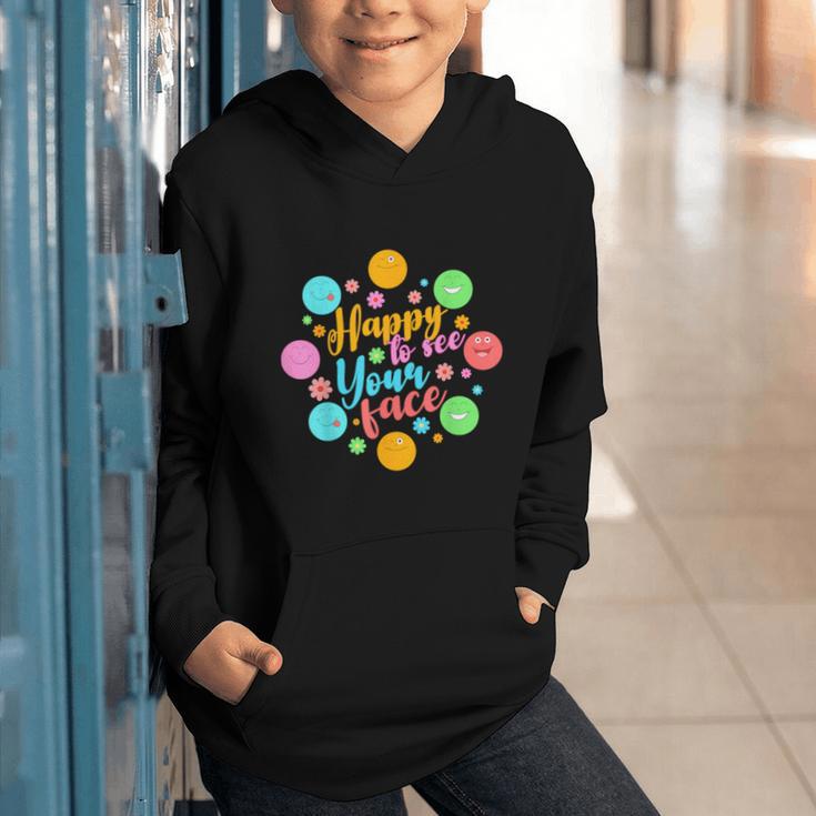 Happy To See Your Face Colorful Ball Back To School Graphic Youth Hoodie