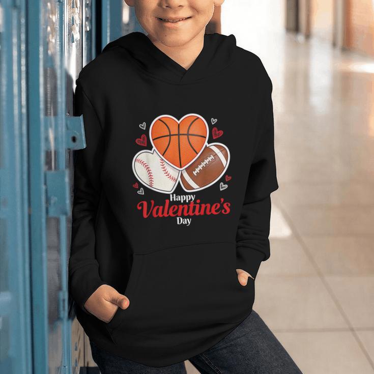 Happy Valentine’s Basketball Football Valentine Baseball Graphic Youth Hoodie Happy Valentine’s Basketball Football Valentine Baseball Graphic Youth Hoodie