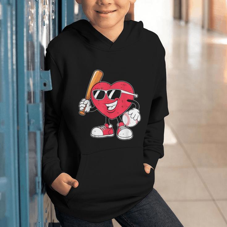 Heart Play Baseball Valentine's Day Teens Boys Girls Kids Graphic Youth Hoodie