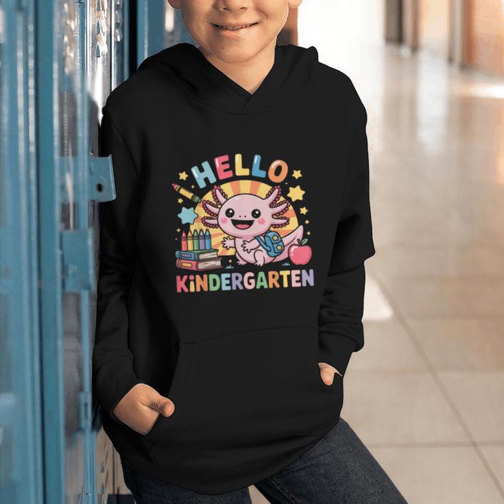 Hello Kindergarten Axolotl Back To School For Kids Graphic Youth Hoodie Hello Kindergarten Axolotl Back To School For Kids Graphic Youth Hoodie