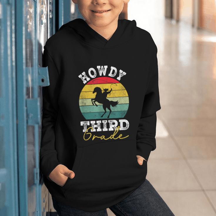 Howdy 3rd Grade Cowboy Western Back To School Third Grade Graphic Youth Hoodie