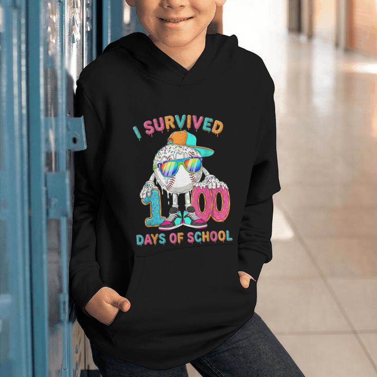 HUGvyn I Survived 100 Days Of School Baseball 6 7 Ice Cream Graphic Youth Hoodie