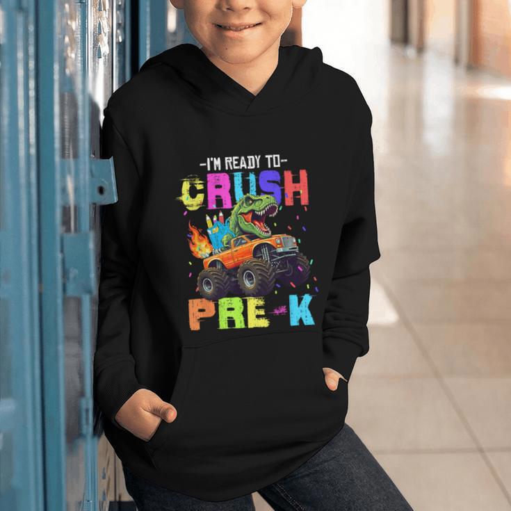I'm Ready To Crush Pre-k Dinosaur Truck Back To School Boys Graphic Youth Hoodie