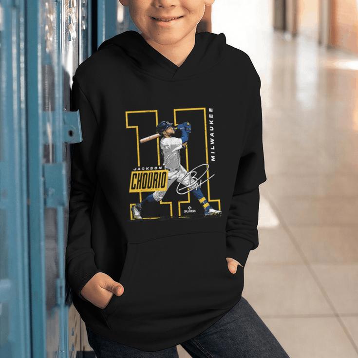Jackson Chourio Milwaukee MLB Baseball Player MLBJCH202M Graphic Youth Hoodie Jackson Chourio Milwaukee MLB Baseball Player MLBJCH202M Graphic Youth Hoodie