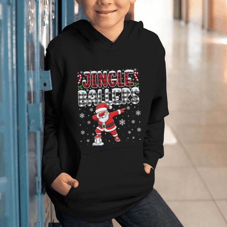 Jingle Ballers Plaid Santa Dabbing Baseball Christmas Graphic Youth Hoodie Jingle Ballers Plaid Santa Dabbing Baseball Christmas Graphic Youth Hoodie