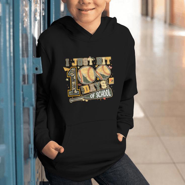 I Just Hit 100 Days Of School Baseball Teacher Student Retro Graphic Youth Hoodie I Just Hit 100 Days Of School Baseball Teacher Student Retro Graphic Youth Hoodie