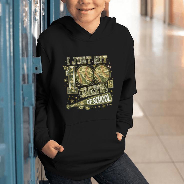 I Just Hit 100 Days Of School Camouflage Baseball Graphic Youth Hoodie I Just Hit 100 Days Of School Camouflage Baseball Graphic Youth Hoodie