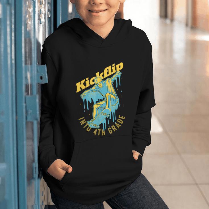 Kickflip Into 4th Grade Skateboard Lover Back To School Graphic Youth Hoodie