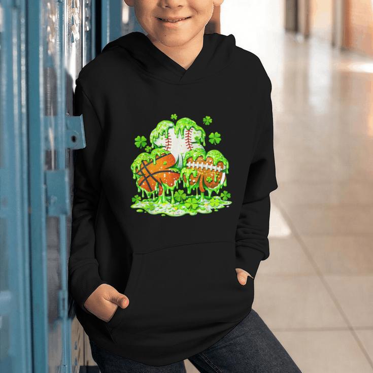 Kids St Patricks Day Shamrock Basketball Baseball Football Graphic Youth Hoodie