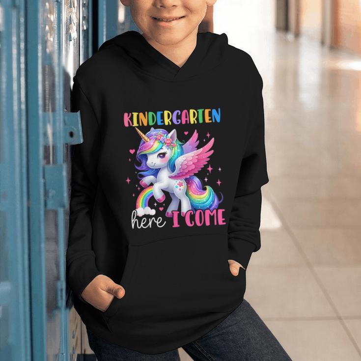 Kindergarten Here I Come Unicorn Girls Kids Back To School Graphic Youth Hoodie Kindergarten Here I Come Unicorn Girls Kids Back To School Graphic Youth Hoodie