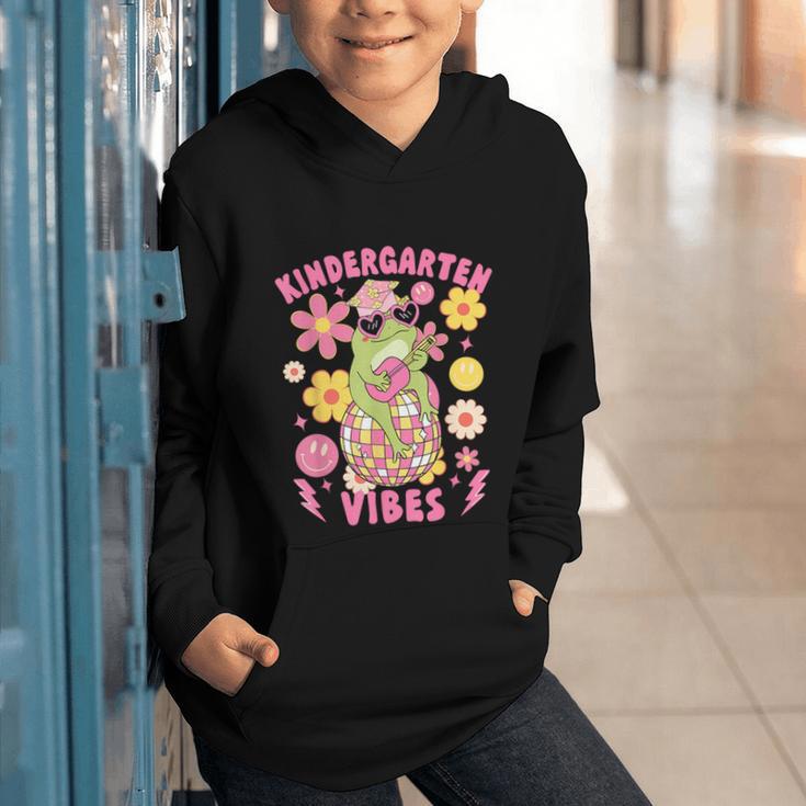 Kindergarten Vibes Groovy Kindergarten Back To School Frog Graphic Youth Hoodie Kindergarten Vibes Groovy Kindergarten Back To School Frog Graphic Youth Hoodie