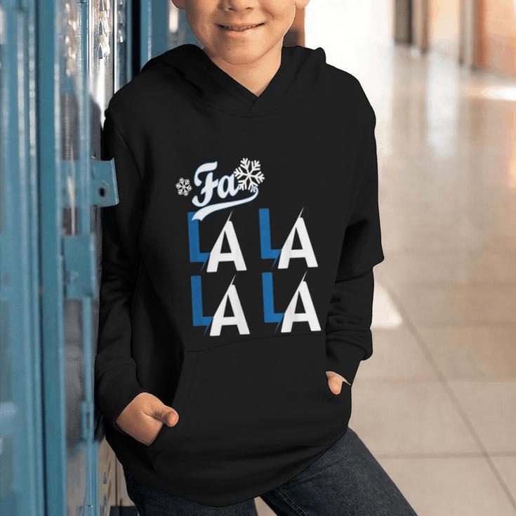 LA Baseball Fan Christmas FA La La Holiday Blue Theme Graphic Youth Hoodie