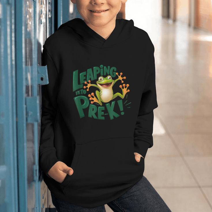 Leaping Into Pre-K Jumping Tree Frog Back To School Fun Graphic Youth Hoodie Leaping Into Pre-K Jumping Tree Frog Back To School Fun Graphic Youth Hoodie