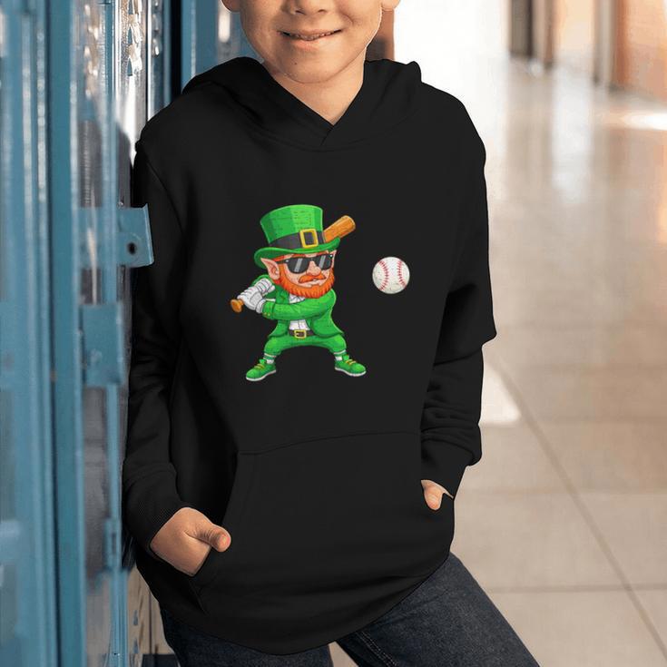 Leprechaun Playing Baseball St Patricks Day Sport Boys Graphic Youth Hoodie
