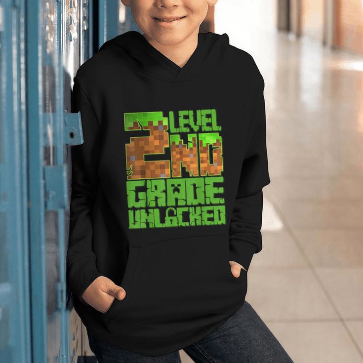Level 2nd Grade Unlocked Game Pixel Kids Boy Back To School Graphic Youth Hoodie