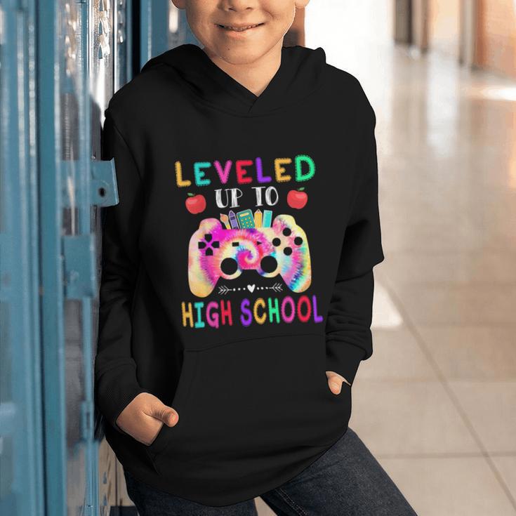 Leveled Up To High School Gaming Fun Back To School Tie Dye Graphic Youth Hoodie