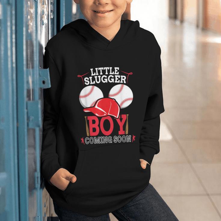 Little Slugger Boy Coming Soon Baby Announcement Baseball Graphic Youth Hoodie Little Slugger Boy Coming Soon Baby Announcement Baseball Graphic Youth Hoodie
