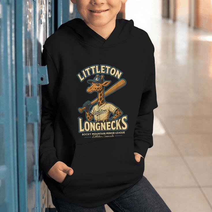 Littleton Longnecks Retro Minor League Baseball Graphic Youth Hoodie Littleton Longnecks Retro Minor League Baseball Graphic Youth Hoodie