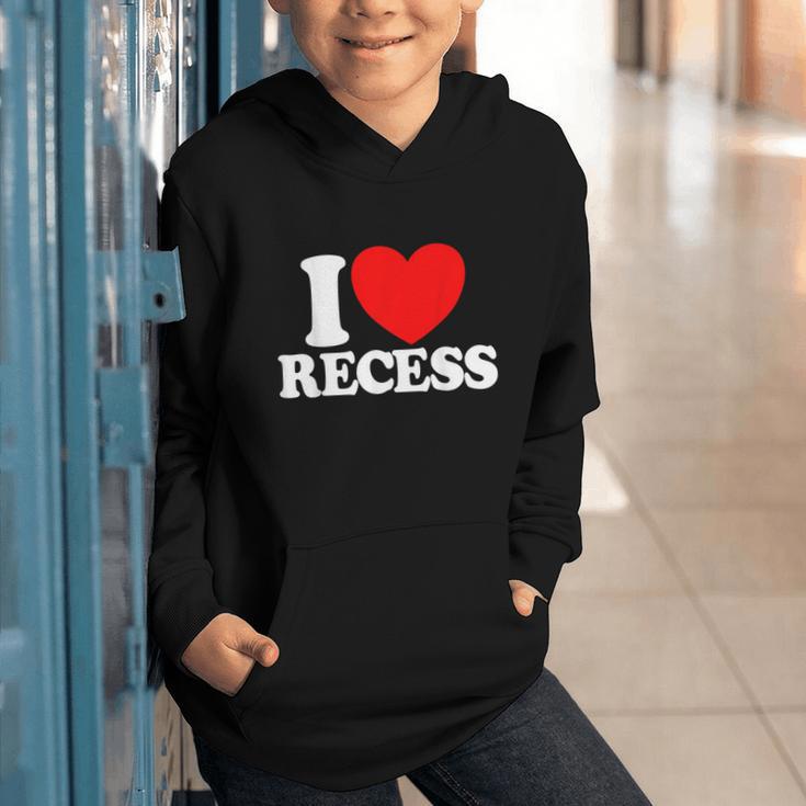I Love Recess Red Heart Back To School Kids Recess Graphic Youth Hoodie