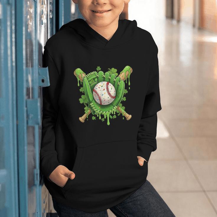 Lucky Shamrock Baseball Gloves Drip St Patrick's Day Boys Graphic Youth Hoodie