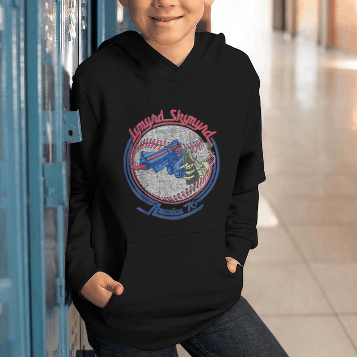 Lynyrd Skynyrd Skeleton Baseball Gun US Flag Cowboy Rock Fan Graphic Youth Hoodie