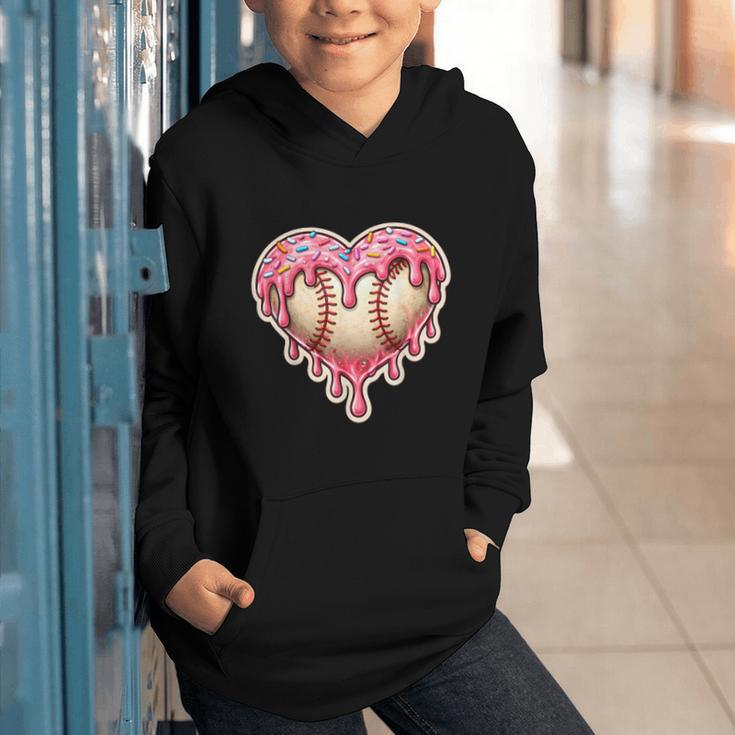Melting Baseball Drip Heart Softball Player Lover Ice Cream Graphic Youth Hoodie
