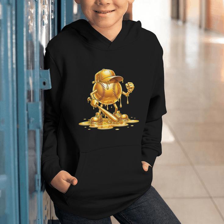 Melting Baseball Mascot Slugger Bat Cap Cartoon Graphic Youth Hoodie