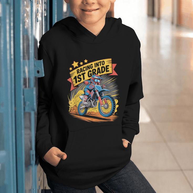 Motocross Dirt Bike Back To School Racing Into 1st Grade Graphic Youth Hoodie