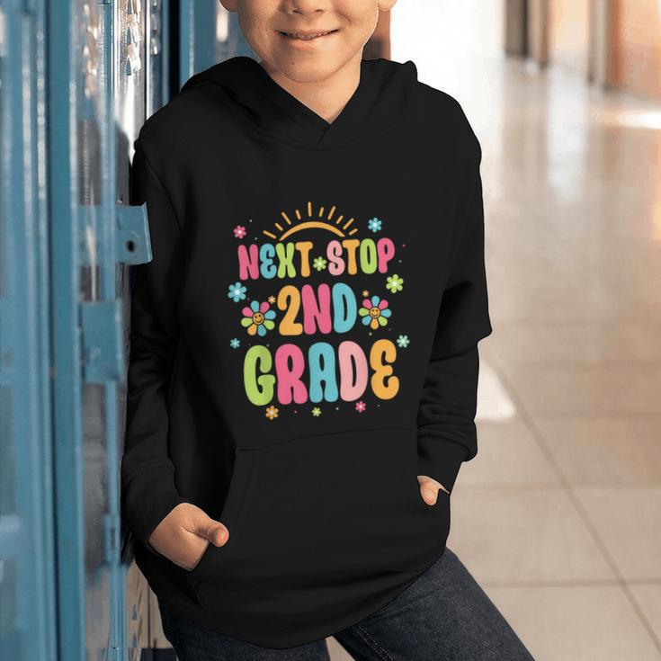 Next Stop 2nd Grade Groovy Retro Second Grade Back To School Graphic Youth Hoodie Next Stop 2nd Grade Groovy Retro Second Grade Back To School Graphic Youth Hoodie