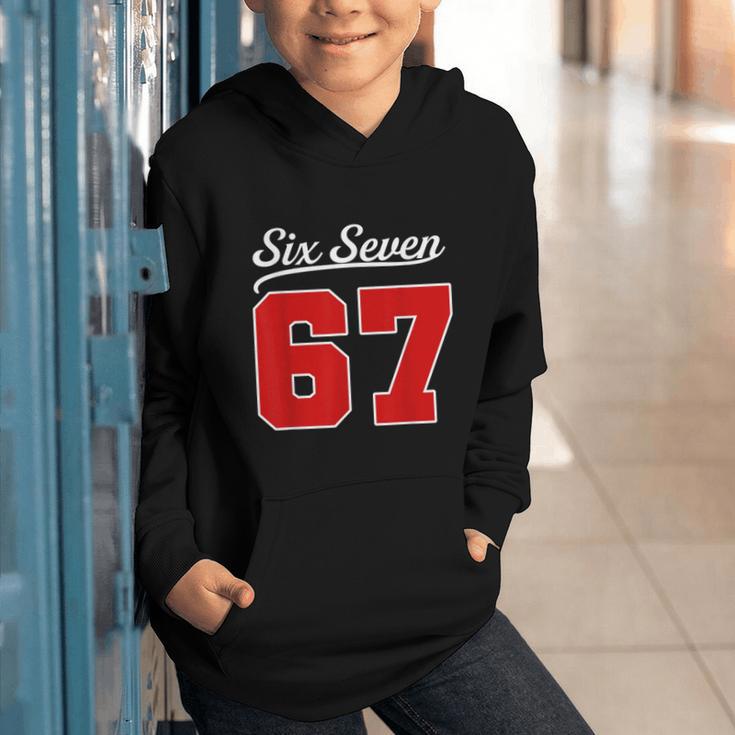 Number 67 Numbered Six Seven Baseball Jersey Style Team 67 Graphic Youth Hoodie