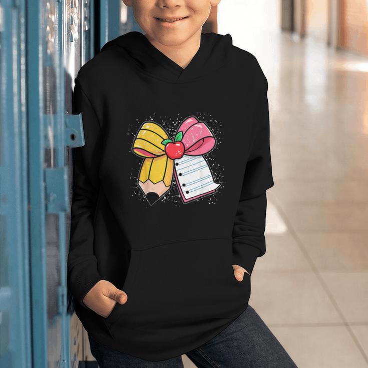 Pencil Coquette Bow Happy First Day Of School Back To School Graphic Youth Hoodie Pencil Coquette Bow Happy First Day Of School Back To School Graphic Youth Hoodie