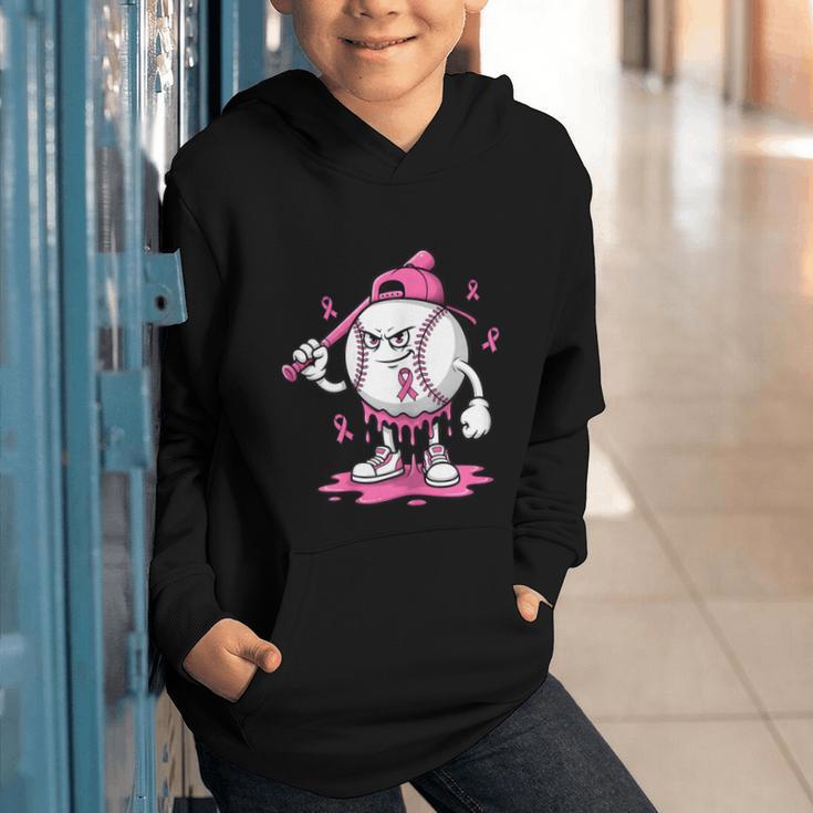 Pink Ribbon Baseball Breast Cancer Awareness Graphic Youth Hoodie Pink Ribbon Baseball Breast Cancer Awareness Graphic Youth Hoodie