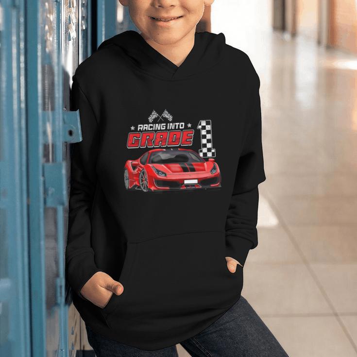 Racing Into 1st Grade Race Car Back To School Boys Graphic Youth Hoodie Racing Into 1st Grade Race Car Back To School Boys Graphic Youth Hoodie