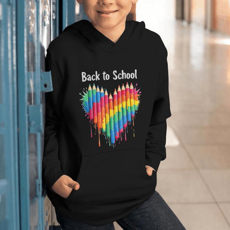 Rainbow Pencil Heart Back To School Creative Graphic Youth Hoodie