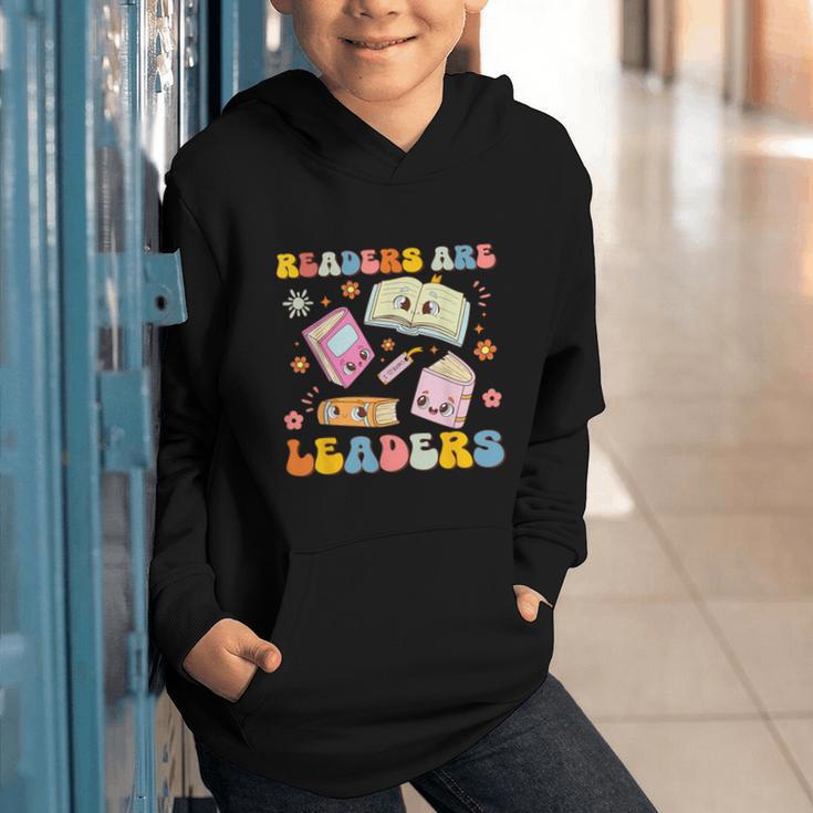 Readers Are Leaders Book Lover Back To School Groovy Girls Graphic Youth Hoodie