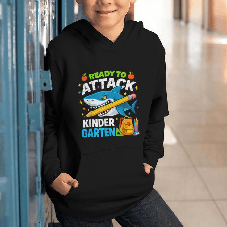 Ready To Attack Kindergarten Shark Back To School Kids Graphic Youth Hoodie Ready To Attack Kindergarten Shark Back To School Kids Graphic Youth Hoodie